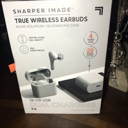 New Sharper Image TRUE WIRELESS EARBUDS White 20 hrs Booming Bass