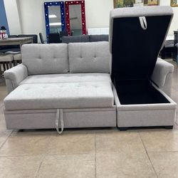 ❤️$10 Down Payment Finance ▪️Brand New Amboise Light Fabric Sleeper Sectional Sofa Chaise