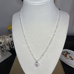 18” 925 Sterling Silver Heart Necklace