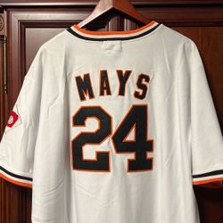 Vintage MLB SF Giants Willie Mays #24 White Jersey 