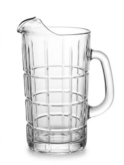 Vintage Anchor Hocking Mid-Century Geometric Cut Glass Water Pitcher