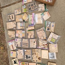 Over 200  Wooden Rubber Stamp Sets Many New Unused