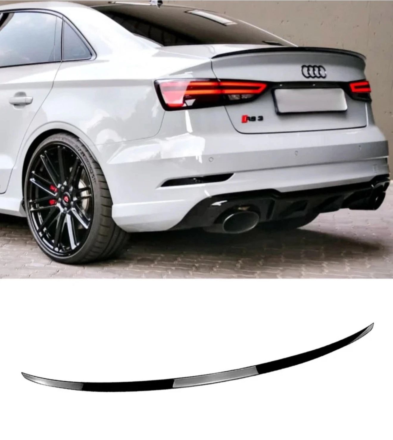 Glossy Black Rear Trunk Lip Spoiler Wing For AUDI A3 S3 S Line 22-25 8Y