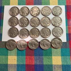 20 BUFFALO BISON NICKELS FROM LONG AGO