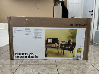 4pc Padded Sling Patio Conversation Set Black - Room Essentials