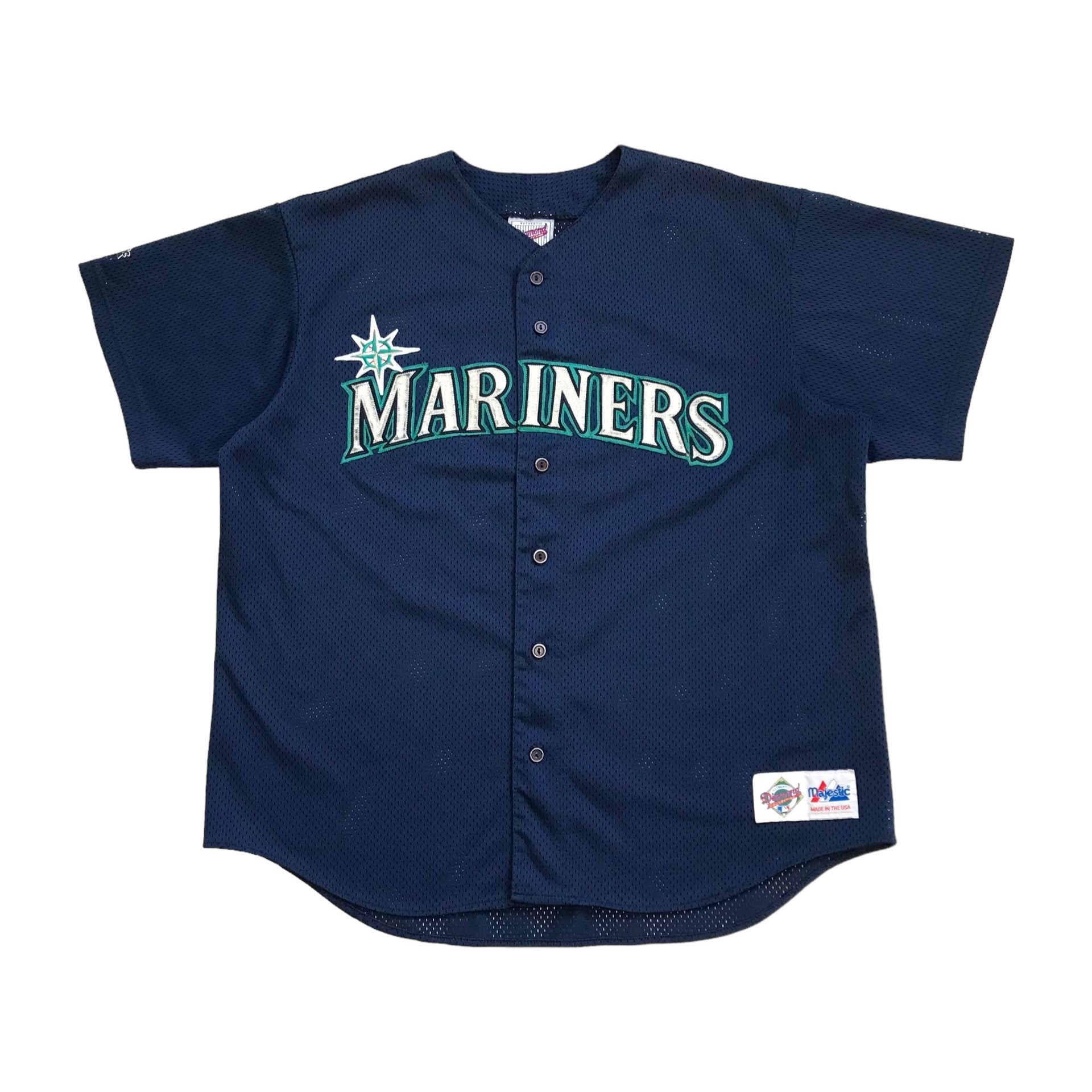 VINTAGE MAJESTIC SEATTLE MARINERS JERSEY 2XL XXL BLUE DIAMOND