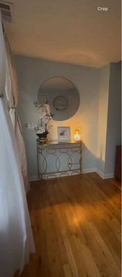 Gold Metal Console Table with Circle Design