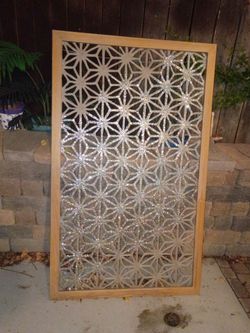 Handmade Wooden Panel Featuring a Traditional Japanese Kumiko Woodworking Design,