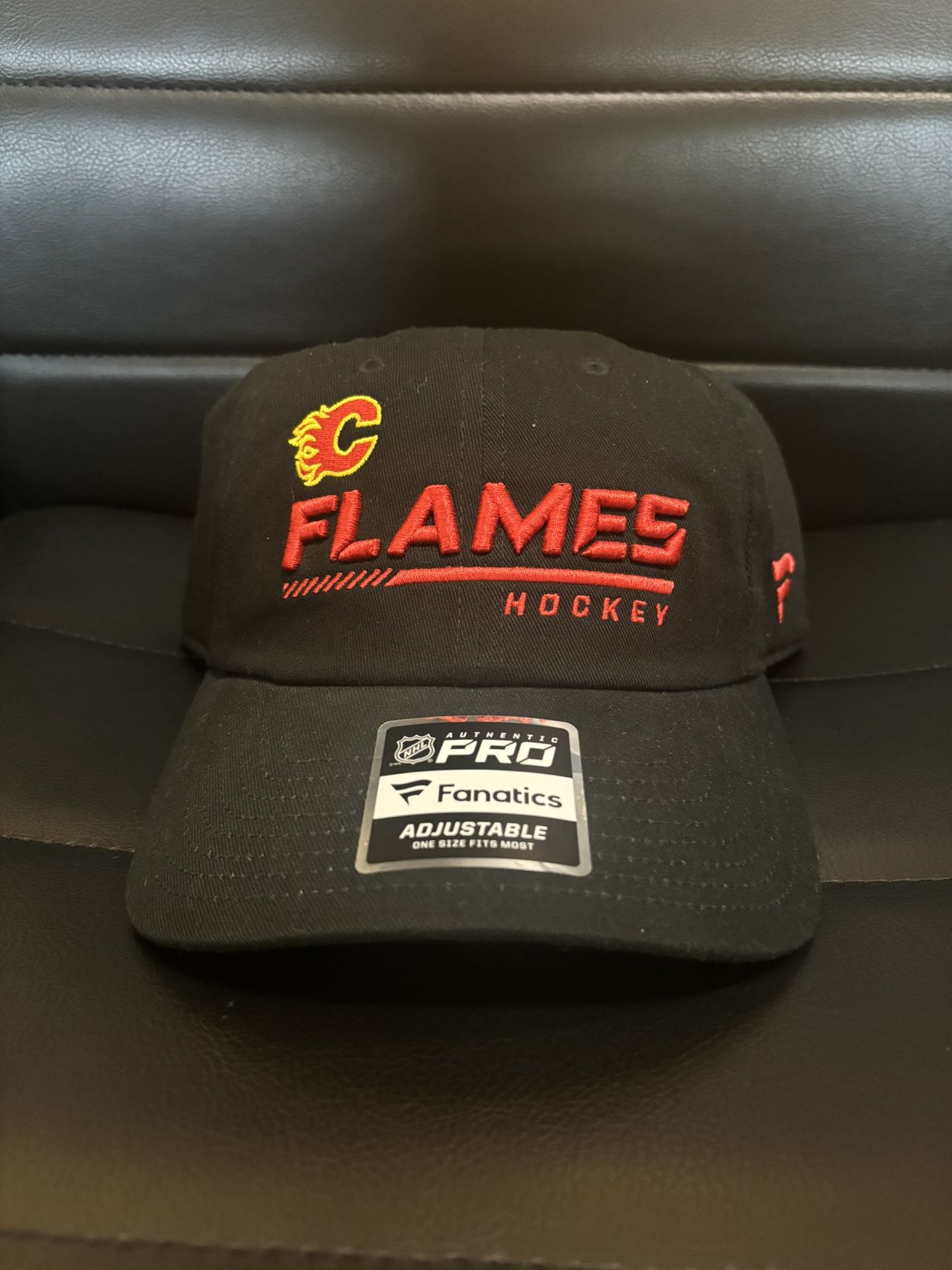 Pro Stock Calgary Flames Hat NWT Adjustable New Black NHL Cap