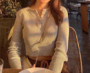 Brandy Melville gray cropped long sleeved top