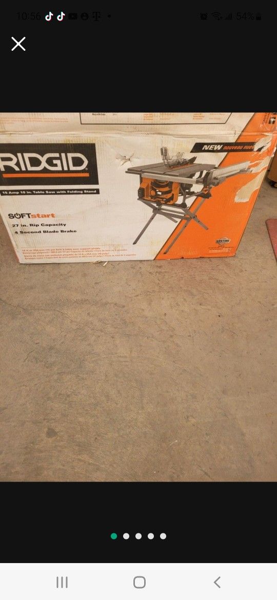 RIDGID 15AMP 10IN TABLE SAW WET FOLDING STAND
