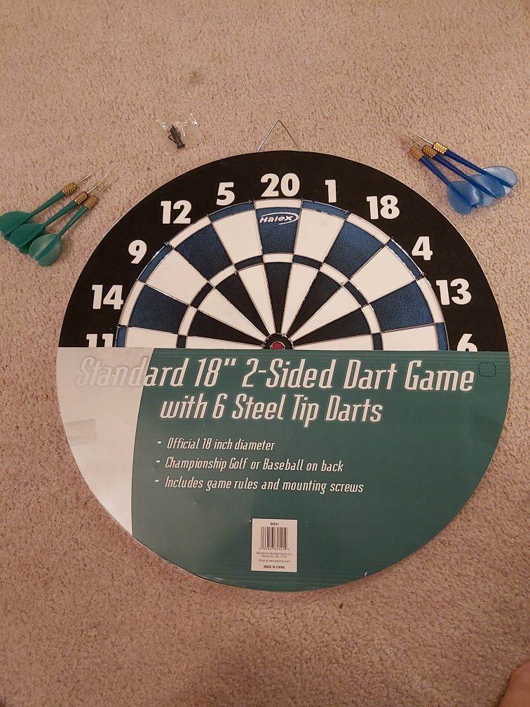 NEW 18" 2 sided Dart board game set