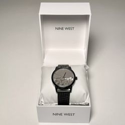 Nine West Women's Gunmetal and Silver-Tone Mesh Bracelet Watch NW/2429FLGY