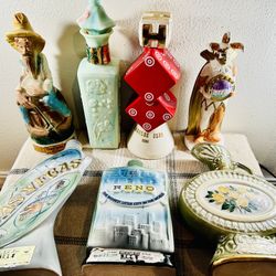 Lot Of 7 Vintage Whiskey Jim Beam Decanter Bottles