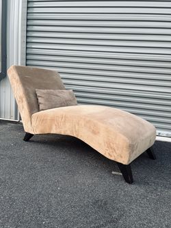 Beige Microfiber Curved Chaise Lounge Chair – Velvet Soft & Comfy