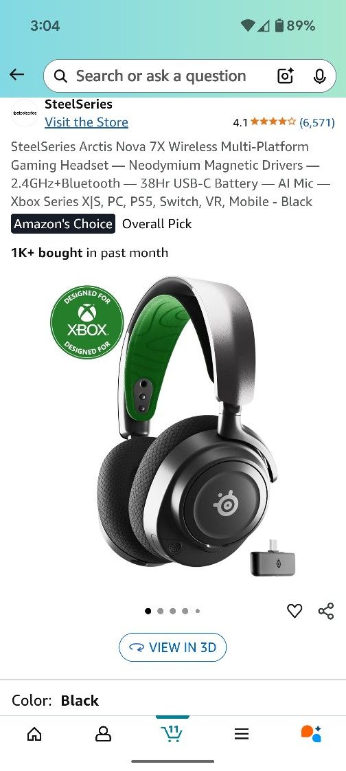 SteelSeries Arctis Nova 7X Wireless Multi-Platform Gaming Headset — Neodymium Magnetic Drivers — 2.4GHz+Bluetooth — 38Hr USB-C Battery — AI Mic — Xbox