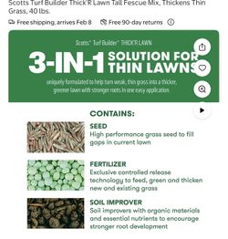 Scotts Turf Builder Thick'R Lawn Tall Fescue Mix, Thickens Thin Grass, 40 lbs.