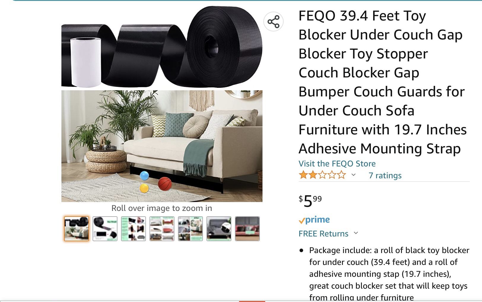 Toy Blocker For Couch $10