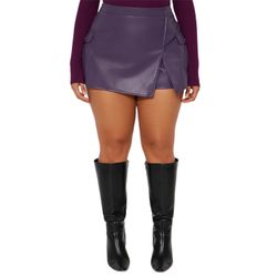 Size 1X Fashion Nova Faux Leather Skort - Purple