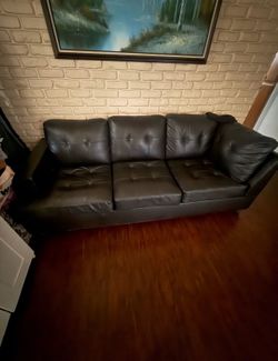 Black Leather Couch One piece
