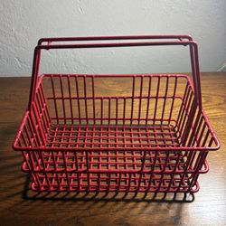 Red Wire Basket with Handle