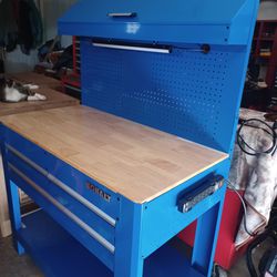 Kobalt Workbench  45 Wide. Has Florescent  Light ..Electric Outlets And Ubs Ports On Side. Workbench Is Brand new. 3 Nice Sliding Drawers.  