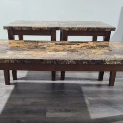 3-Piece Faux Marble Coffee & End Table Set