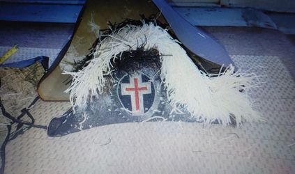 Antique 1800's Victorian Masonic Knights Templar Beaver Pelt Ostrich Chapeau Hat