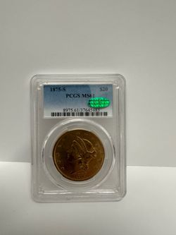 1875-S $20 Liberty Head Gold Coin PCGS MS61 CAC