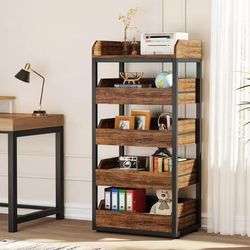 JW0604 new assembled Wood Fruit and Vegetable Storage Rack, 5-Tier Pull-Out Snack Stand Fruit Basket Stand, Utility Shelf Organizer for Kitchen, Livin