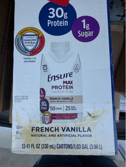 Ensure Max Protein Nutrition Shake French Vanilla 12-Pack Factory Sealed