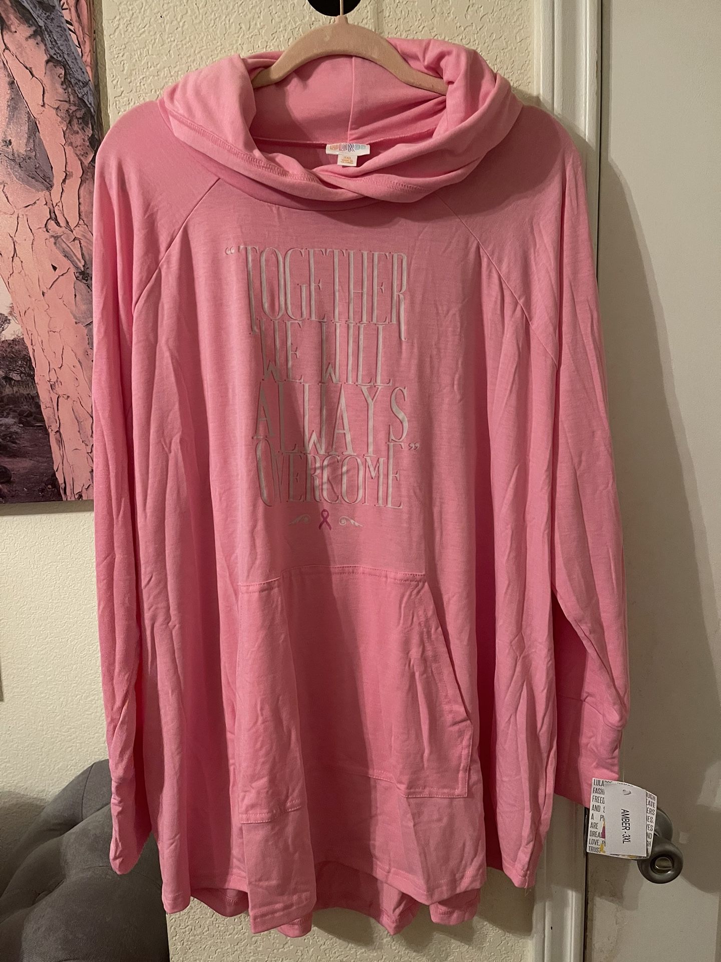 LulaRoe Plus Size Womens Thin breast cancer theme hoodie size 3X New