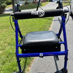 Hugo Walker With Seat With Storage-4 Wheels And 2 Hand Locks