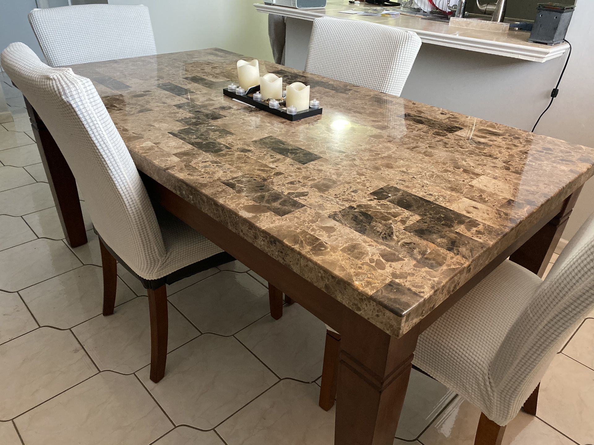Marble top dining table