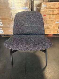 Modern Minimalist Armless Accent Chair with Metal Legs Upholstered in Fabric BlackWhite