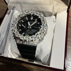 Custom bussdown Gshock all vvs1 diamonds, can ship. (Price is for both watches)