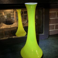Deco Art Glass Vase In Yellow By Welz  
