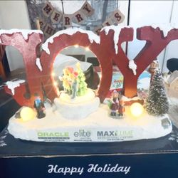 (New) 3 Christmas “Joy” Electric Musical-Rotating- Lighted Figurines Set Boxes