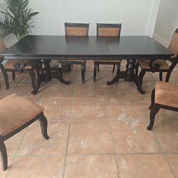 Extendable Wooden Dining Table with Chairs - PRICE NEGOTIABLE