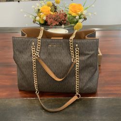 Michael Kors Teagan Large Logo Shoulder Bag Brown