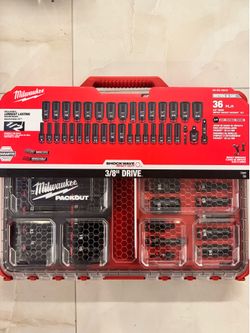 Milwaukee SHOCKWAVE Impact-Duty 3/8 in. Drive Metric and SAE Deep Well Impact PACKOUT Socket Set