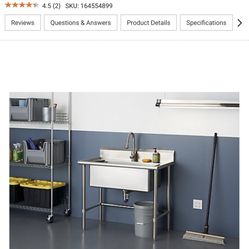 32 in. x 16 in. Stainless Steel Utility Sink with Pull-Out Faucet