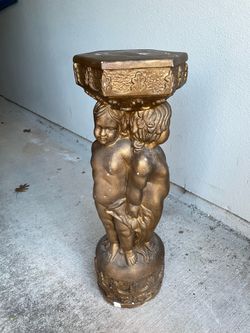 Cherub Pedestal Table Gold Vintage Antique