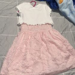 Tahari Pink Floral Dress & White Cover Up