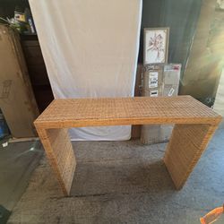 Woven Rattan Console Table / Entryway Table – Natural Finish