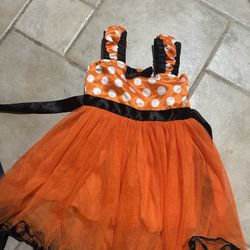 Halloween Dress Pumpkin Color Pokadot