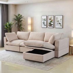 Brand-new in box Beige Cloud Sectional Couch + Ottoman 