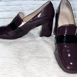Franco Sarto Burgundy Patent Leather Loafers 