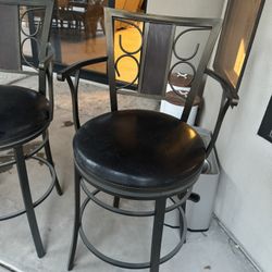 6 Leather Iron Bar Stools 