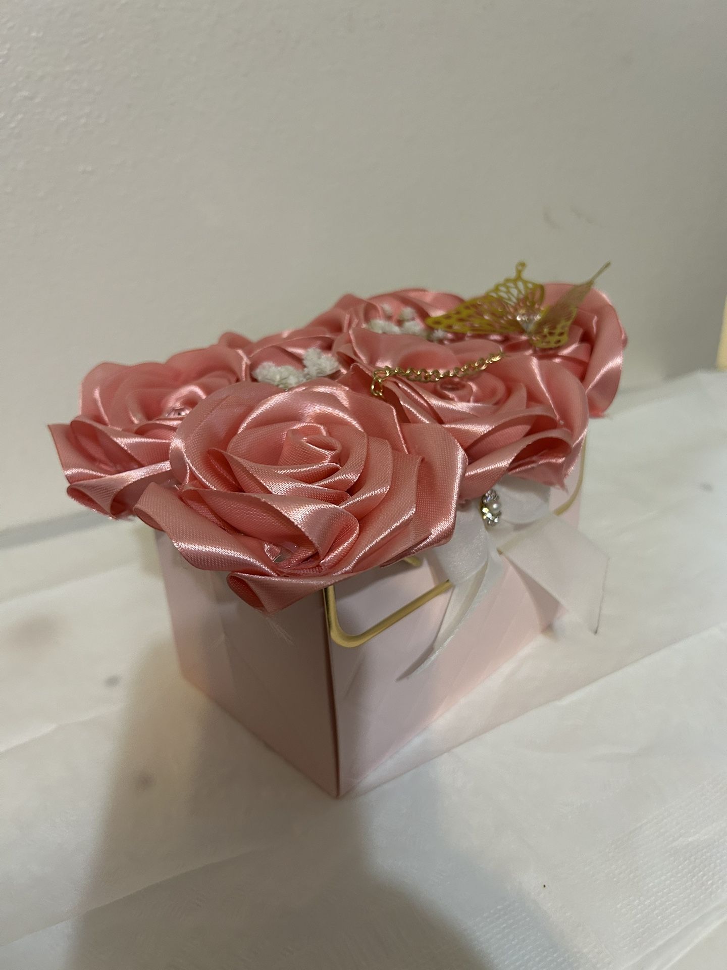 Linda Bolsa De Flores Color Rosa Palo